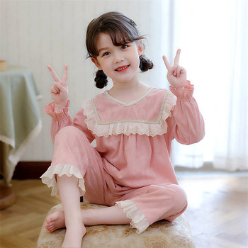 Детска пижама за момичета от две части с V-образно деколте