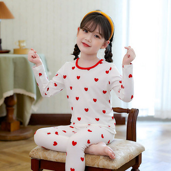 Памучна пижама за момичета със сърца
