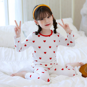 Памучна пижама за момичета със сърца