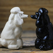 Keramická sada koreniacich hrncov, simulácia ručne kreslených kreslených pudlíkov, darčeková dekorácia, soľ, korenie, cukor, fľaša, domáce kuchynské potreby