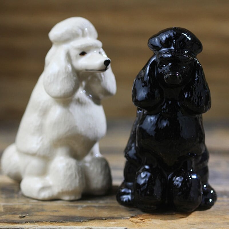 Keramická sada koreniacich hrncov, simulácia ručne kreslených kreslených pudlíkov, darčeková dekorácia, soľ, korenie, cukor, fľaša, domáce kuchynské potreby