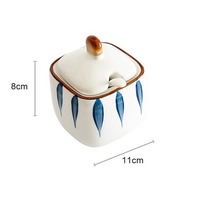 Japonská keramická korenie nádržka na korenie, kuchynská korenie, soľ a cukor/korenie nádoba s podnosom a lyžicou nádoba na korenie poháre