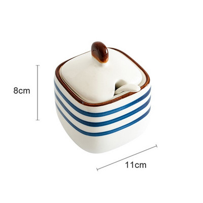 Japonská keramická korenie nádržka na korenie, kuchynská korenie, soľ a cukor/korenie nádoba s podnosom a lyžicou nádoba na korenie poháre