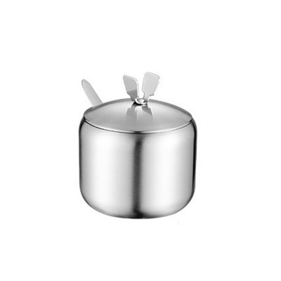 Sada korenín z nehrdzavejúcej ocele 304, nádoba na soľ a korenie, kuchynský koreňový hrniec s lyžicou a viečkom, koreninový hrniec s držiakom