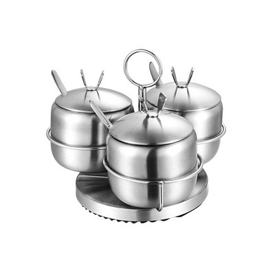 Sada korenín z nehrdzavejúcej ocele 304, nádoba na soľ a korenie, kuchynský koreňový hrniec s lyžicou a viečkom, koreninový hrniec s držiakom