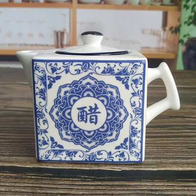 Čínske klasické keramické soľničky a koreničky, modré a biele porcelánové dózy na korenie, sada nádob na korenie v kuchyni