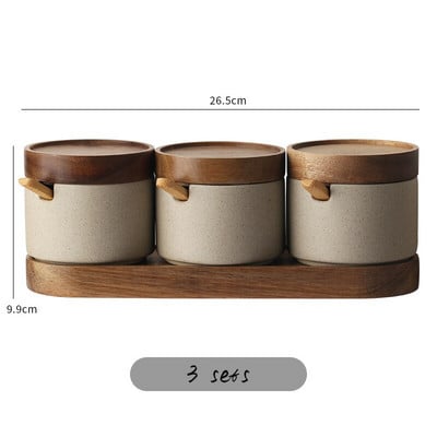 Virtuvinis keramikinis indelis porcelianinis prieskonių indelis, molinis pagardų laikymo butelis, indelis, skirtas druskai, cukrui, prieskoniams su šaukšto dangteliu