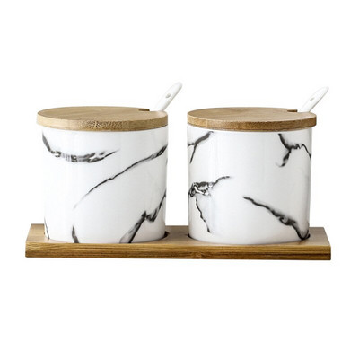 Severské keramické mramorované dózy na korenie, fľaša na korenie, cukornička, soľnička, korenička, kuchynská sójová omáčka, ocot, hrniec na paličky.