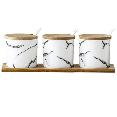 Severské keramické mramorované dózy na korenie, fľaša na korenie, cukornička, soľnička, korenička, kuchynská sójová omáčka, ocot, hrniec na paličky.