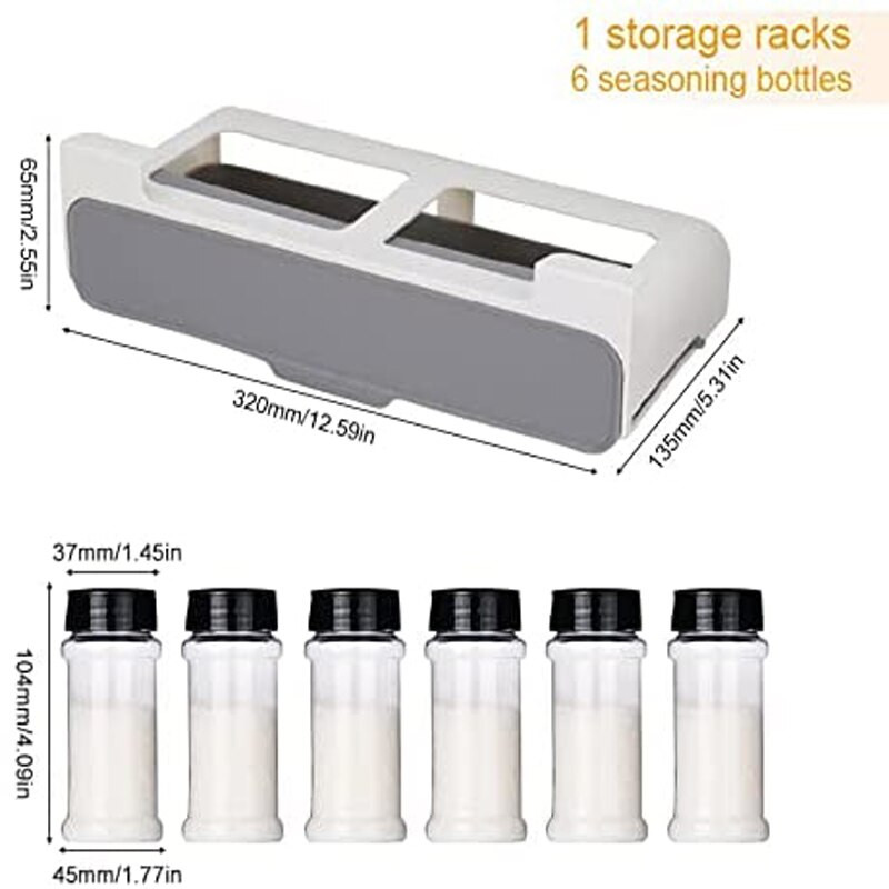 Stojan na korenie do kuchyne, fľaša s korením a slovným štítkom, skrytý stojan na kuchynské potreby pod zásuvkou stola