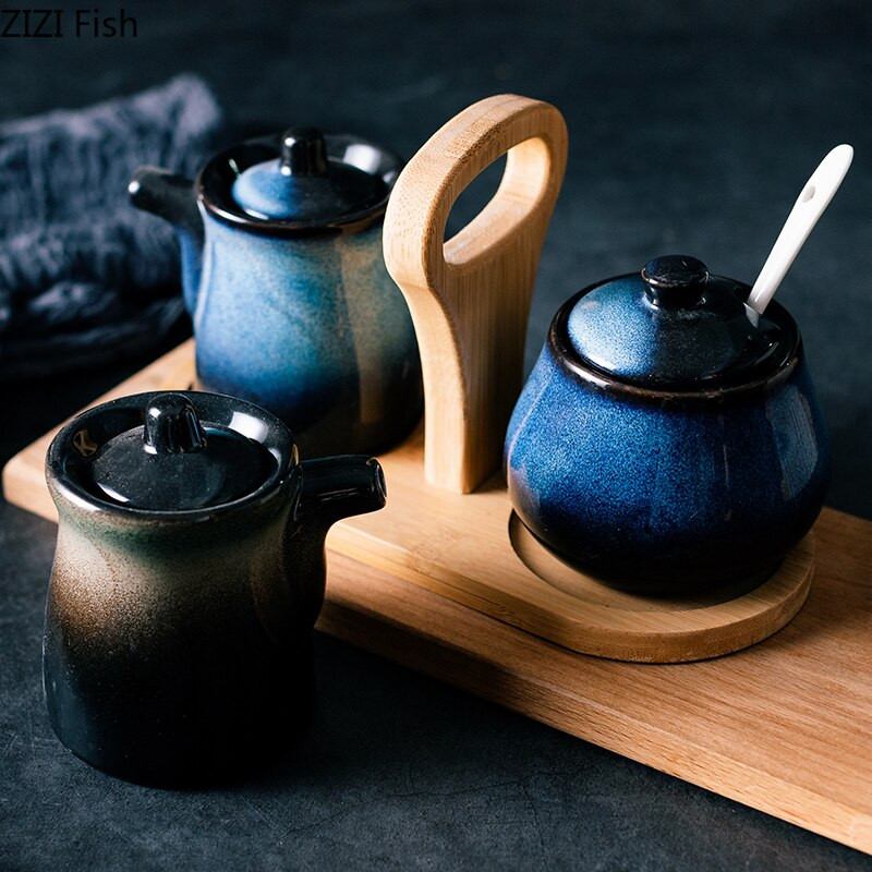 Kreatívna keramická nádoba na korenie, korenie, olej, soľ, cukor, korenička, držiak na korenie, kuchynský gadget