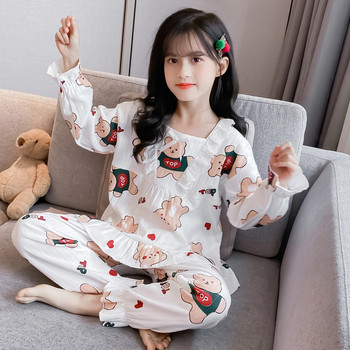 Детска пижама за момичета от две части -с бродерия
