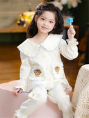 Pavasario rudens pižama su siuvinėjimu mergaitėms