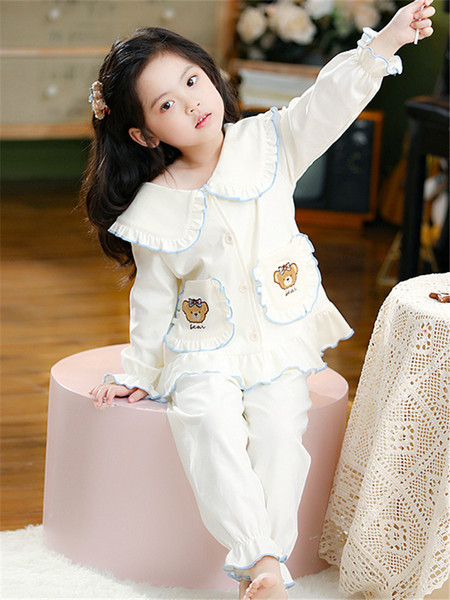 Pavasario rudens pižama su siuvinėjimu mergaitėms