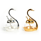 Zliatinový hrniec na korenie, sklenená nádoba na korenie, soľ, cukor, korenie, kávu, organizér na skladovanie