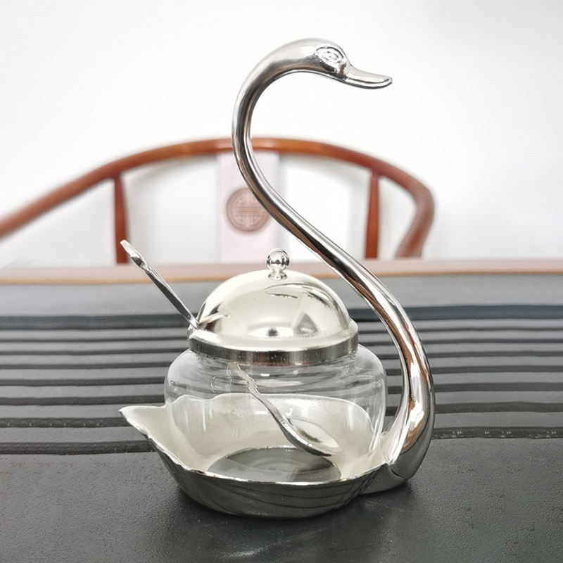 Zliatinový hrniec na korenie, sklenená nádoba na korenie, soľ, cukor, korenie, kávu, organizér na skladovanie