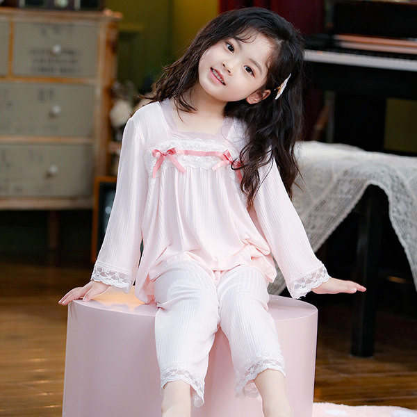 Proljetno-jesenska pidžama s vrpcom dugih rukava za djevojčice