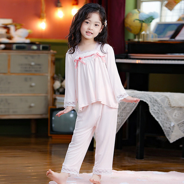 Proljetno-jesenska pidžama s vrpcom dugih rukava za djevojčice