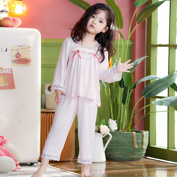 Proljetno-jesenska pidžama s vrpcom dugih rukava za djevojčice