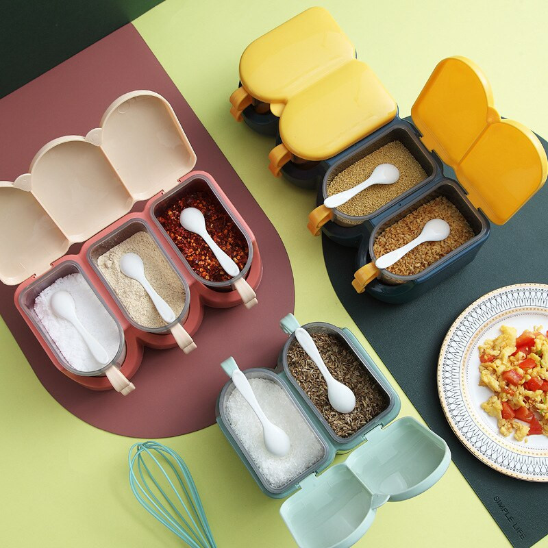 Mriežková koreniaca krabička na korenie v severskej kontrastnej farbe, kuchynská koreniaca krabička na korenie do domácnosti s viacerými mriežkami a lyžičkou