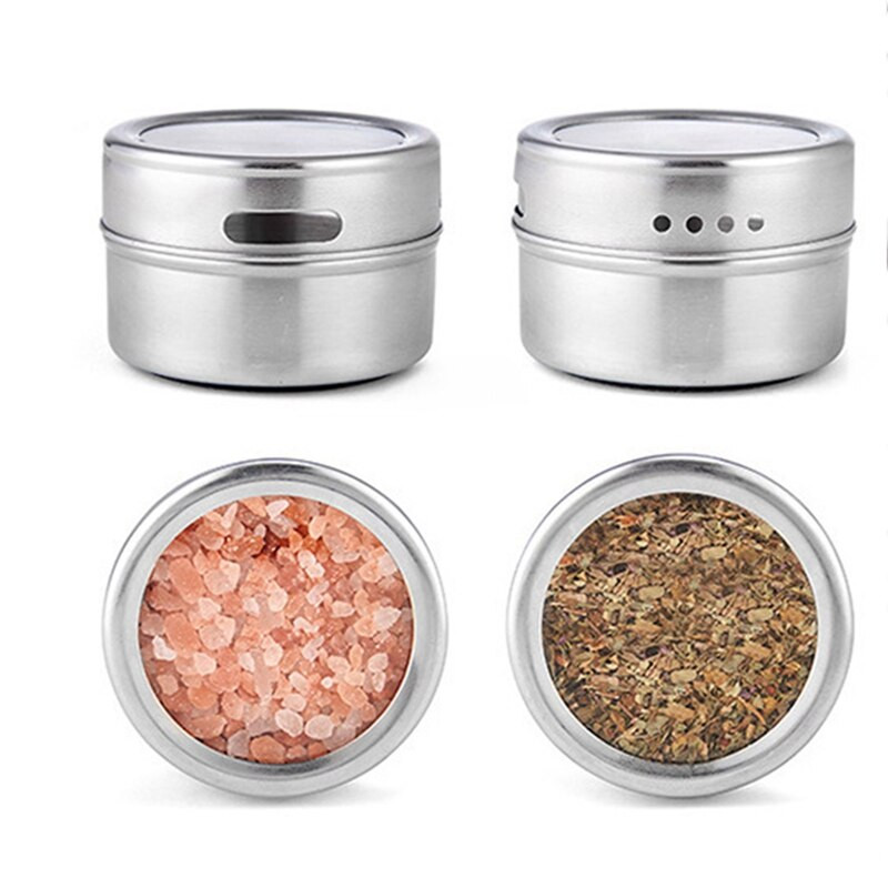 Mágneses fűszeres tégely állványos rozsdamentes acél fűszerszósz tároló edény Fűszeres üveg Fűszerdobozok Konyhai fűszerezés