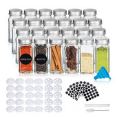 Staklenke za začine Staklena posuda za začine Četvrtasta posuda za začine Staklenke za začine s lijevkom, četkom, naljepnicama 120 ml/4 oz, set od 24 komada