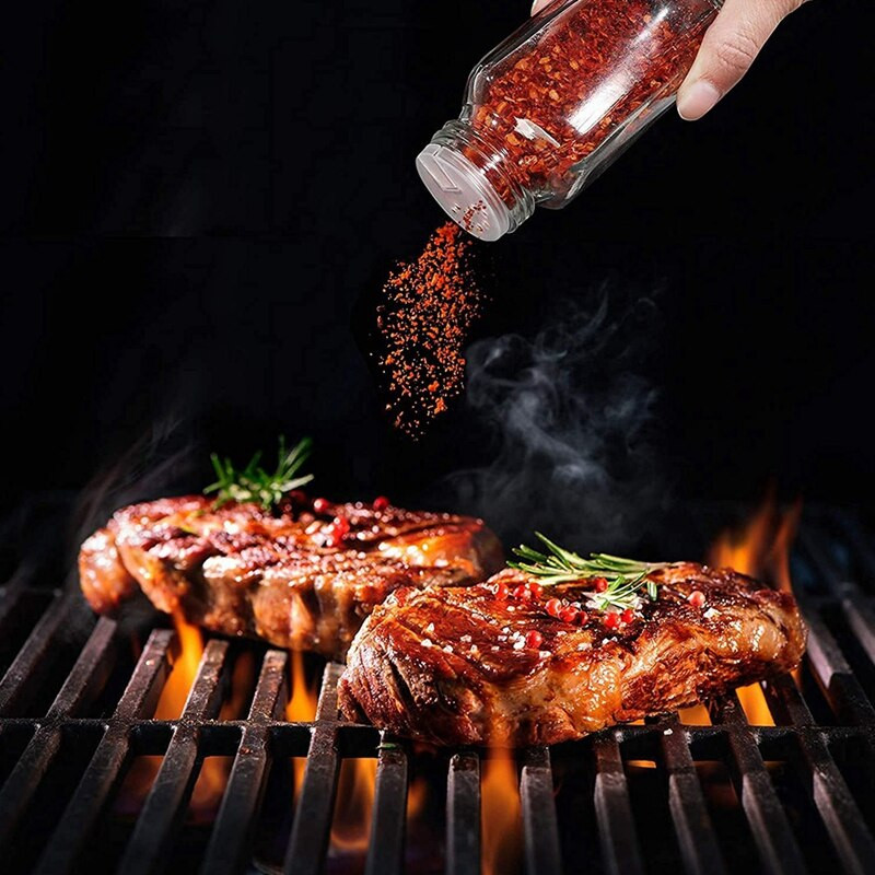 Prieskonių stiklainiai Prieskonių stiklainis Kvadratinis prieskonių indelis Prieskonių indelis su piltuvu, šepetėliu, etiketėmis 120 ml/4 Oz, 24 vnt.