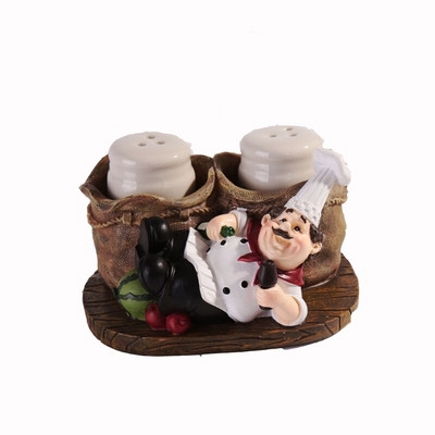 Ornament na fľašu s korením - soška šéfkuchára, držiak na soľ a korenie, živicové remeslá, dekoratívne ozdoby, kuchynské dekorácie do domácnosti T21C