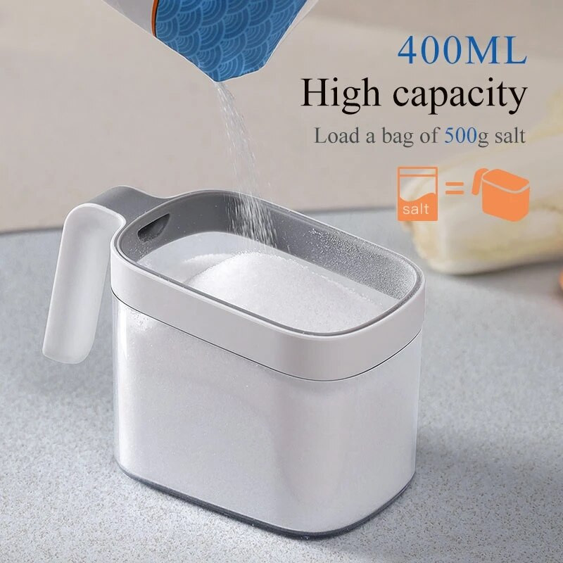 Vysokokvalitný nástenný držiak na korenie, organizér na cukor, soľnička, korenie, úložné boxy s lyžičkami, kuchynské doplnky