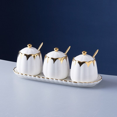 Nordic keramická koreniaca nádoba do kuchyne sada koreniacich nádob fľaša na korenie soľnička cukornička kombinovaná koreniaca krabička