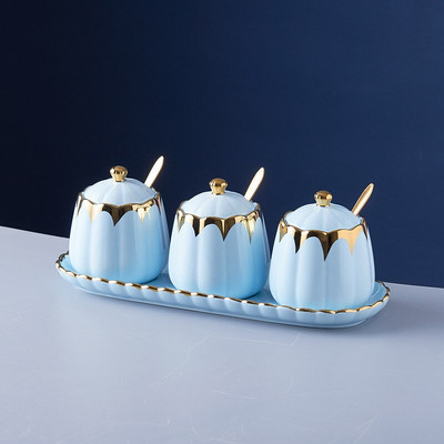 Nordic keramická koreniaca nádoba do kuchyne sada koreniacich nádob fľaša na korenie soľnička cukornička kombinovaná koreniaca krabička