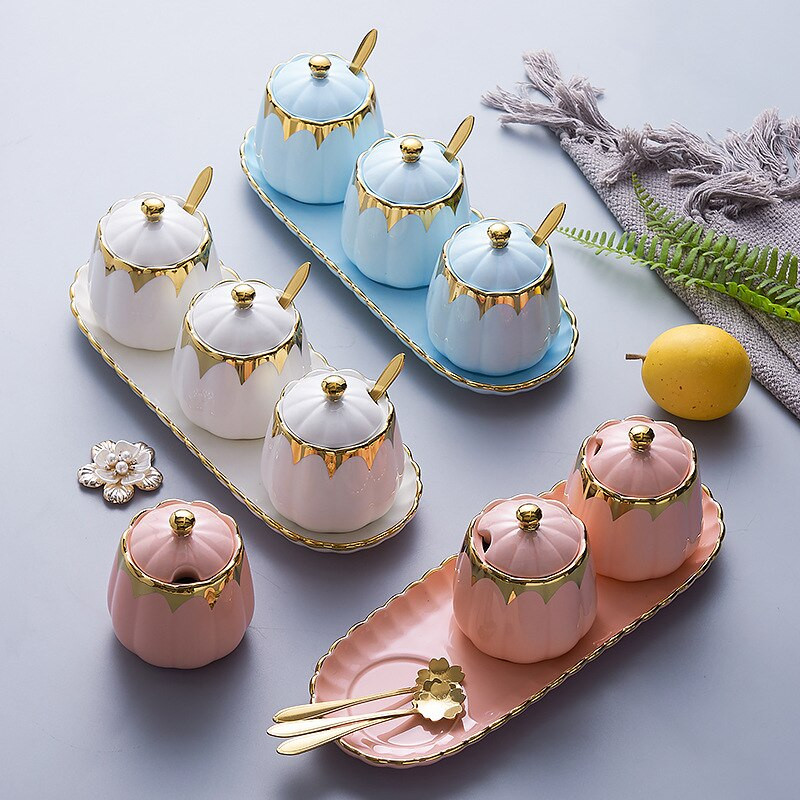 Nordic keramická koreniaca nádoba do kuchyne sada koreniacich nádob fľaša na korenie soľnička cukornička kombinovaná koreniaca krabička