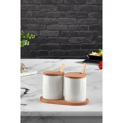 Drevená sada korenín, 3-dielna sada, úložná nádoba na koreniny, stôl a pult, prezentácie, kuchyňa, darčekové potreby, nové