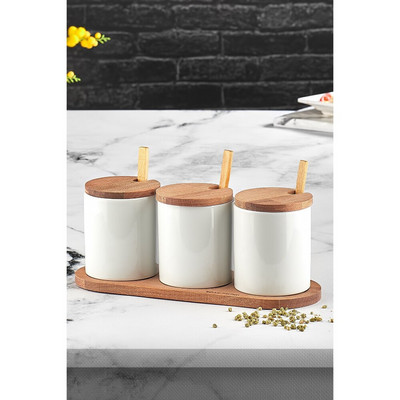 Drevená sada korenín, 3-dielna sada, úložná nádoba na koreniny, stôl a pult, prezentácie, kuchyňa, darčekové potreby, nové