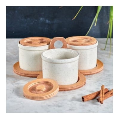 Drevená sada korenín, 3-dielna sada, úložná nádoba na koreniny, stôl a pult, prezentácie, kuchyňa, darčekové potreby, nové