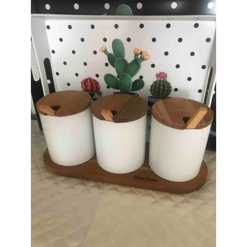 Drevená sada korenín, 3-dielna sada, úložná nádoba na koreniny, stôl a pult, prezentácie, kuchyňa, darčekové potreby, nové