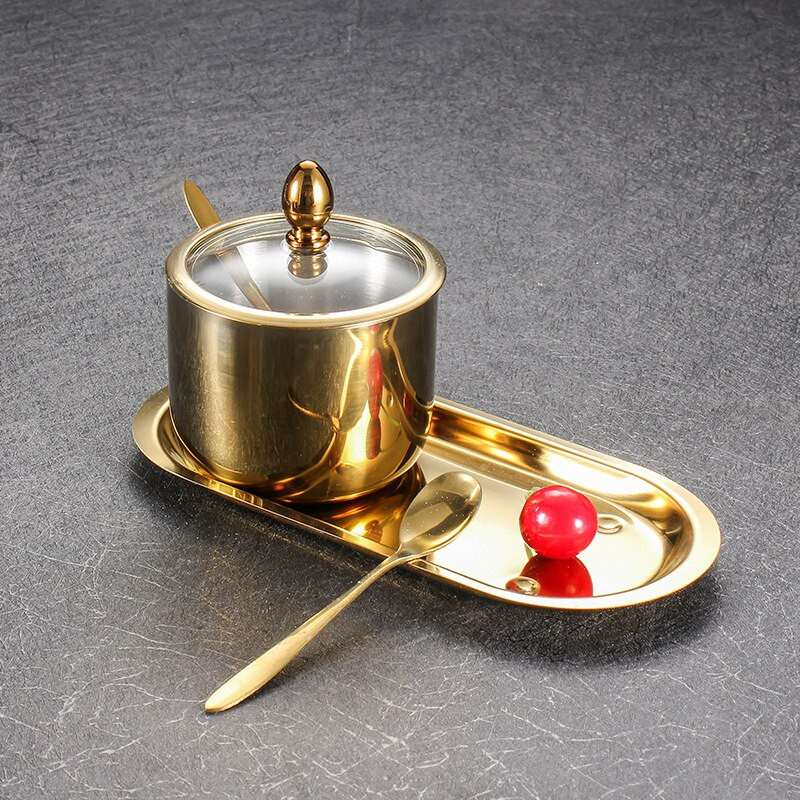 304-es rozsdamentes acél fűszeres edény készlet átlátszó üveg fedéllel, sós tégelyek szervezeti konyhai edénykészlettel