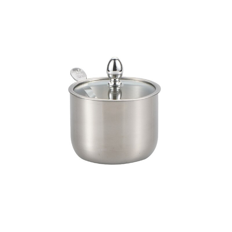 304-es rozsdamentes acél fűszeres edény készlet átlátszó üveg fedéllel, sós tégelyek szervezeti konyhai edénykészlettel