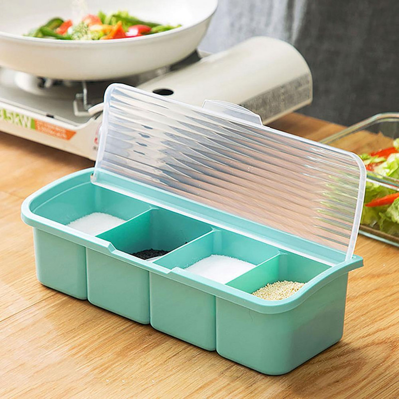 4 mriežky na korenie s lyžičkami, kuchynská nádoba na korenie, poháre na korenie, cukor, soľ