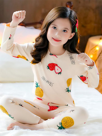 Пижама от две части с апликация и дълъг ръкав за момичета 