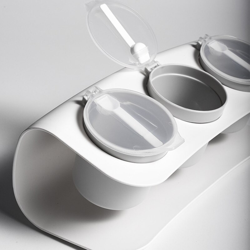 3Pcs/set Plastična staklenka za začine Kutija za začine Boca za pohranu začina sa žličicama Staklenke Sol Papar Kumin u prahu Kutije Kuhinjski alat