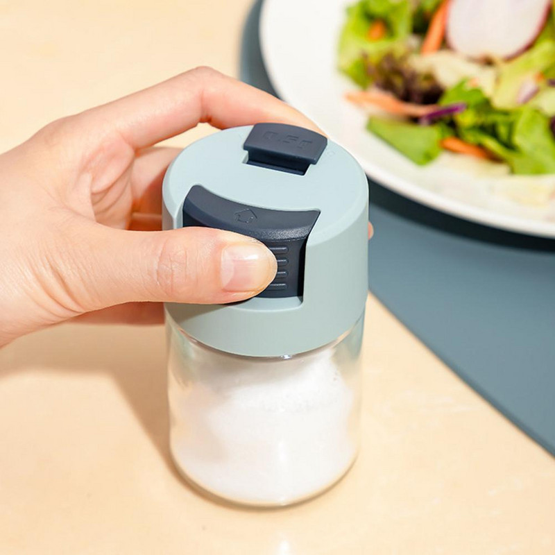 Push tipo druskos dozatorius Druskos bakas Cukraus butelis Prieskonių pipirų Druskos plaktuvas Prieskonių indelis virtuvės laikymo dėžutės stiklainiai prieskoniams