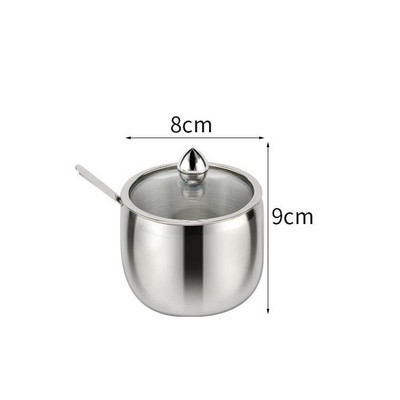 Moderná nerezová oceľová nádoba na korenie, korenie, soľ, cukor, nádoba na korenie, nástroj, hrniec na korenie s lyžicou, kuchynské potreby pre reštaurácie