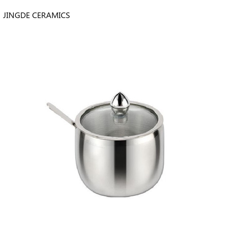 Moderná nerezová oceľová nádoba na korenie, korenie, soľ, cukor, nádoba na korenie, nástroj, hrniec na korenie s lyžicou, kuchynské potreby pre reštaurácie