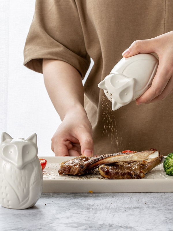 2 ks domácich potrieb, kuchynská keramika, dózy na koreniny v tvare líšky, korenie, roztomilé korenie na dvere, kuchynský organizér na koreniny, soľnička