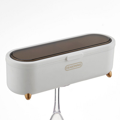 Viacvrstvová koreniaca krabička na korenie všetko v jednom, priehľadná uzavretá nádoba na soľ a glutaman sodný, odnímateľná koreniaca krabička s výklopným vrchnákom