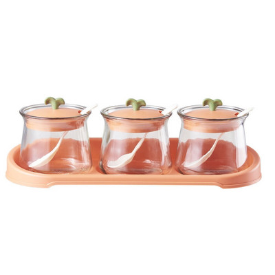 Kreatívna sklenená koreniaca krabička do domácnosti, koreniaca nádoba s podnosom, kuchynská kombinovaná sada, soľnička, cukornička, fľaša na víno a ocot, olejnička