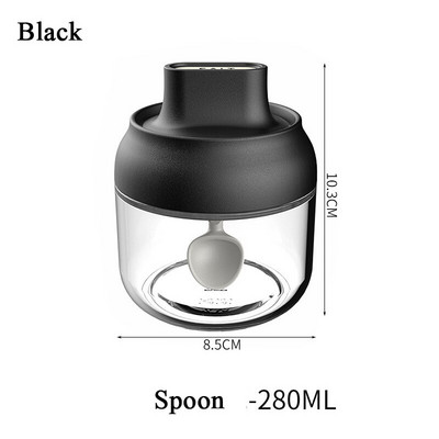 Sklenené fľaše na korenie v kuchyni, sklenená nádoba na cukor, soľ, med, 280 ml, úložná krabička na korenie s vekom, štetcom, lyžicou a príslušenstvom 1 ks
