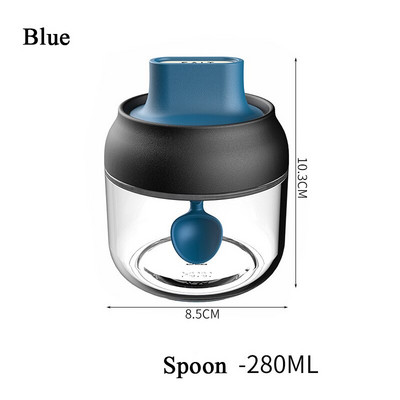 Sklenené fľaše na korenie v kuchyni, sklenená nádoba na cukor, soľ, med, 280 ml, úložná krabička na korenie s vekom, štetcom, lyžicou a príslušenstvom 1 ks