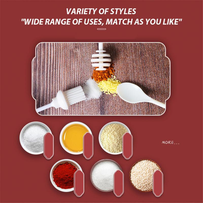 4 ks dózy na korenie, sklenená fľaša na korenie, domáca skladovacia nádržka, kuchynská soľnička, korenie, lyžička, integrovaný štetec na med a olej